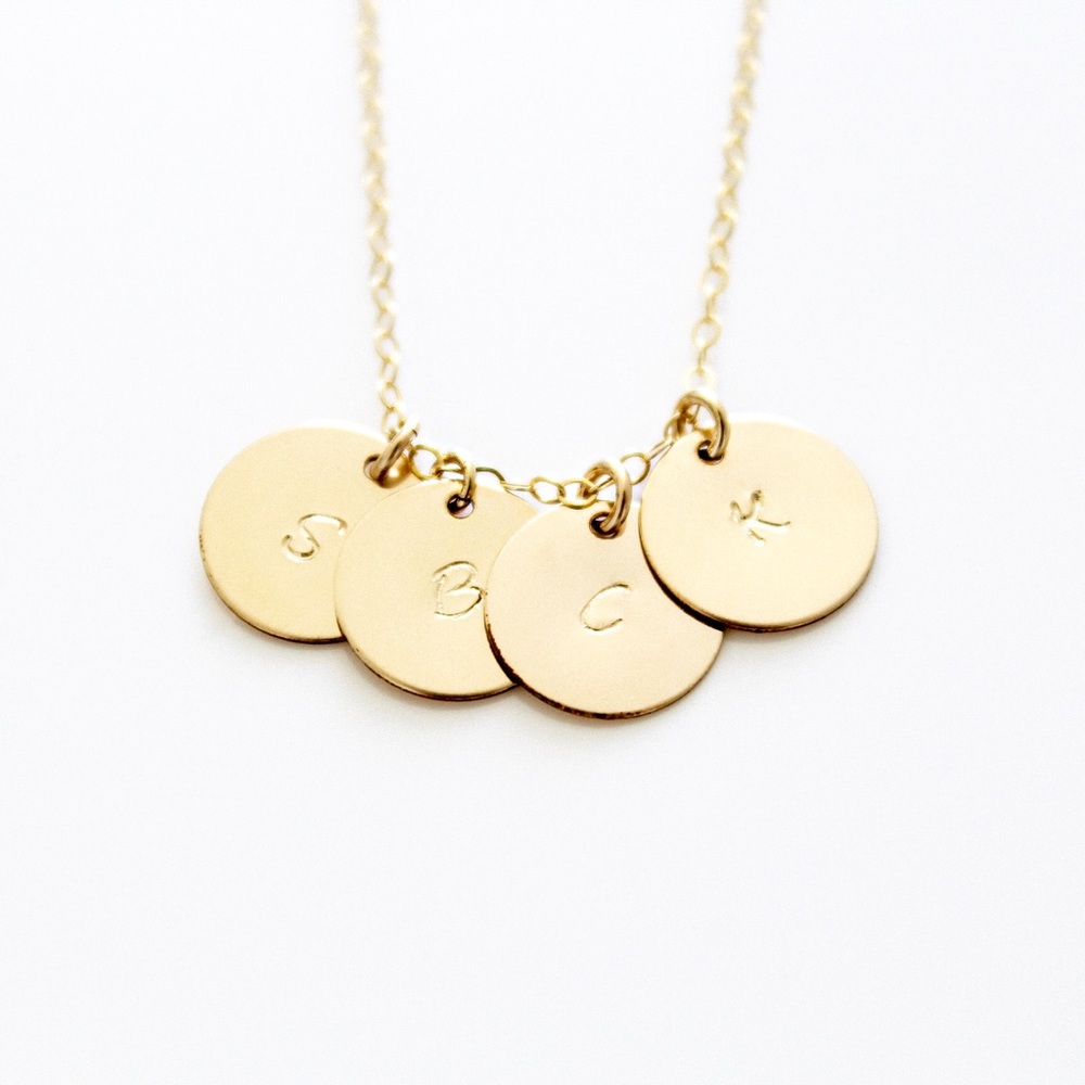 Personalized Initials Necklace, 4 Discs.